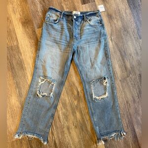 Free People Distressed Blue Jeans